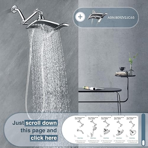 Miniatura 6 de BRIGHT SHOWERS Extensor de brazo de ducha de latón para lluvia y cabezal de ducha de mano, brazo de extensión universal de 5 pulgadas, altura y