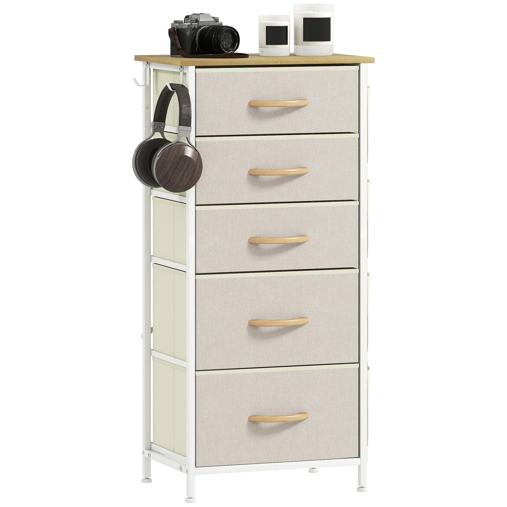 Rackhams Beige Fabric Chest Of Drawers, 4 Drawer Dresser For Bedroom, - 5 Fabric Drawers