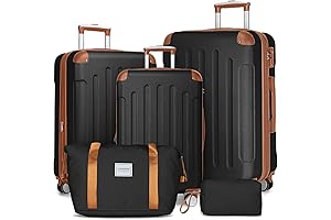 5-Piece Expandable Luggage Sets for Women with TSA Lock (Black/Brown)