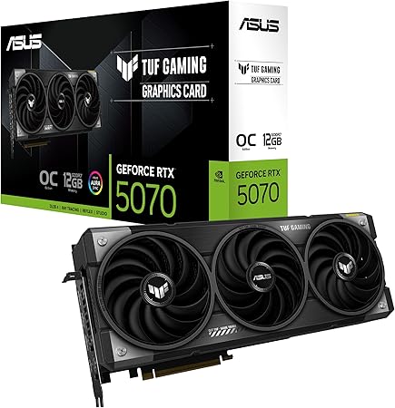 ASUS TUF Gaming GeForce RTX ™ 5070 12GB GDDR7 OC Edition Tarjeta gráfica para juegos (PCIe® 5.0, HDMI®/DP 2.1, ranura 3.125, componentes de grado militar, revestimiento protector de PCB, ventiladores ASUS TUF Gaming GeForce RTX ™ 5070 12GB GDDR7 OC Edition Tarjeta gráfica para juegos (PCIe® 5.0, HDMI®/DP 2.1, ranura 3.125, componentes de grado militar, revestimiento protector de PCB, ventiladores