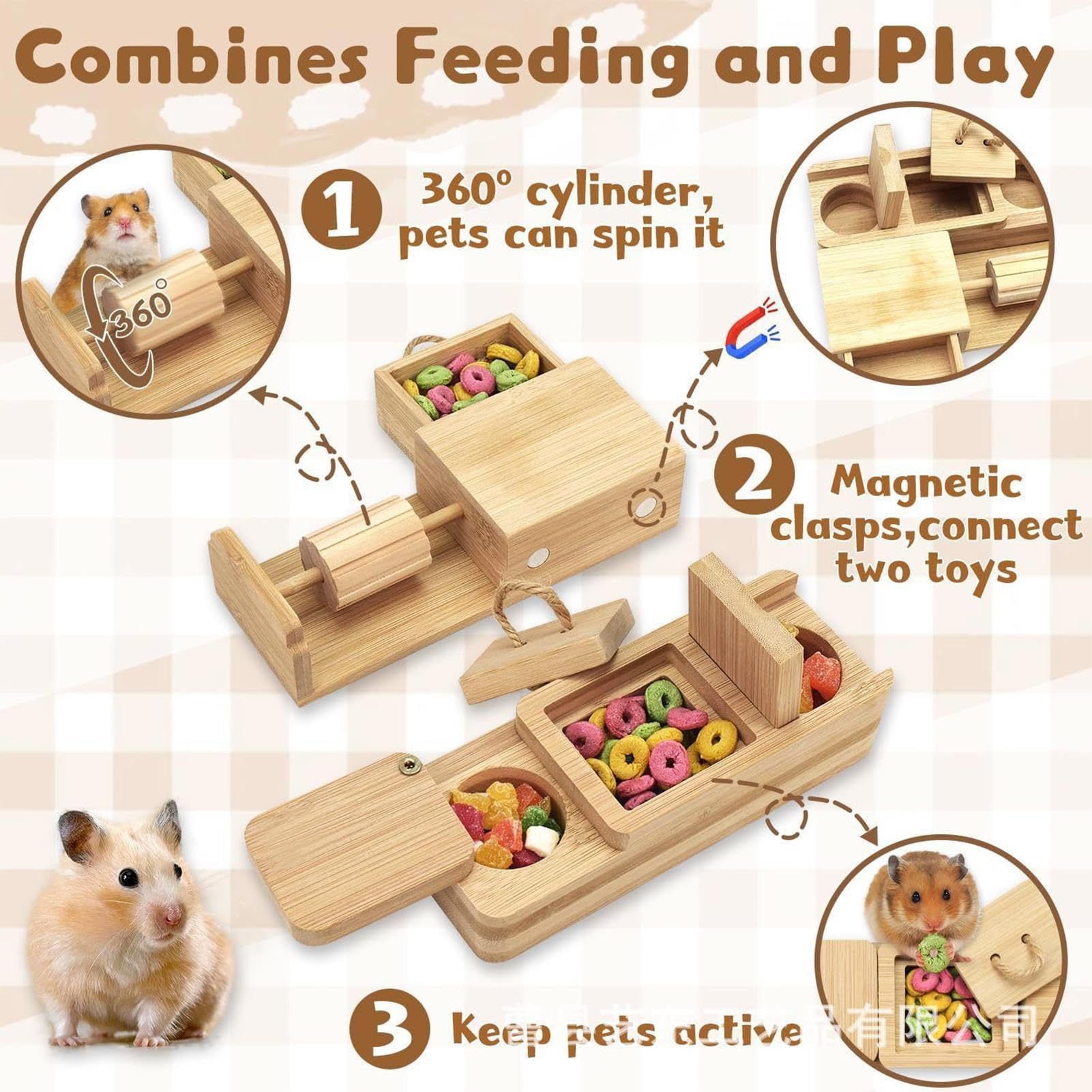 Generisch Hamster Enrichment Toys – Wooden Interactive Foraging Toy for Pet | Small Pet Puzzle Game | for Guinea Hog Hamster Ferret Bunny Chinchilla Hedgehog Gerbil