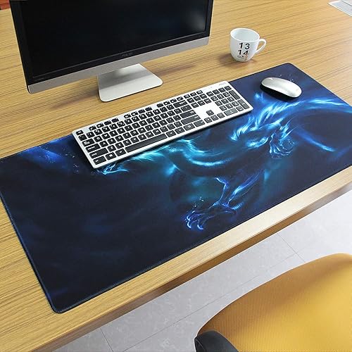 Miniatura 6 de Meffort Inc Alfombrilla de escritorio extendida extra grande para juegos almohadillas de goma antideslizantes bordes cosidos XXL 354 x 157 pulgadas