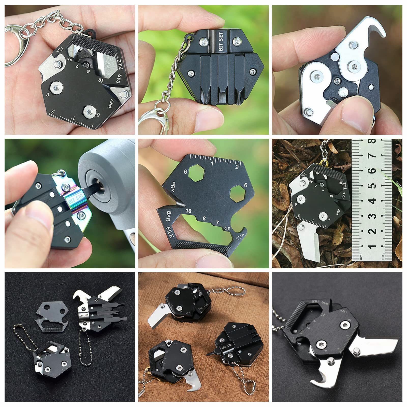 Portachiavi Multifunzione Strumento Multifunzionale Set Di Cacciaviti Per Utensili Portachiavi Per Coltellino Tascabile Pieghevole in Acciaio Inossidabile