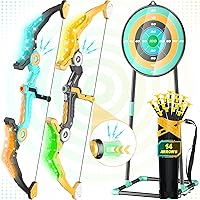 HOLIBIBE 2-Pack Kids Bow & Arrow Set with LED Lights & Sound Effects - Safe Archery Toy for Ages 4-12, Indoor Outdoor Fun