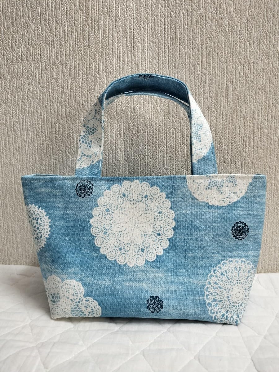 バ*ナ様 コヤンイサムチョン☆ミニトートバッグ　英字ネイビー&デニム柄　お昼寝ね バ*ナ様 コヤンイサムチョン☆ミニトートバッグ 英字ネイビー