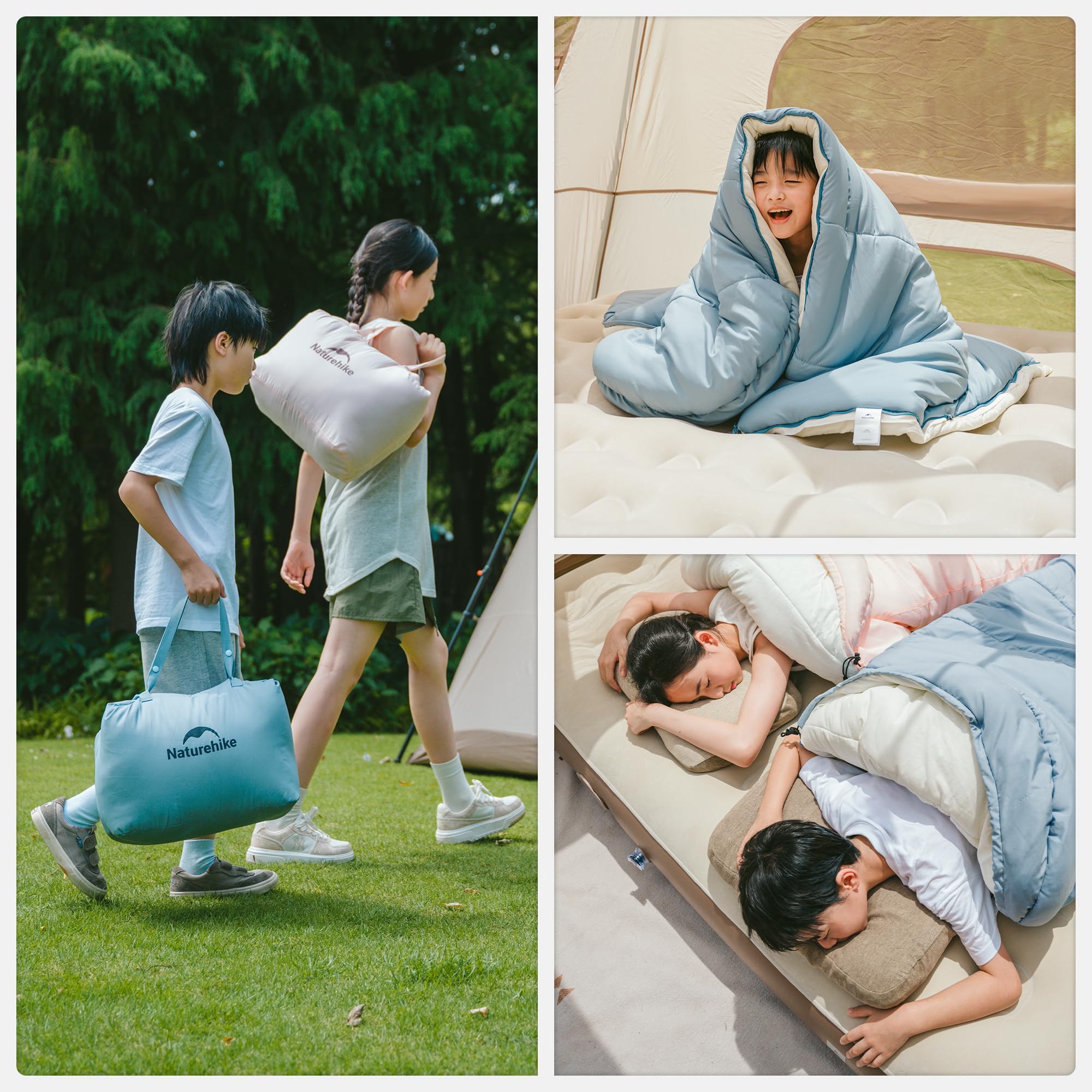 Naturehike Sac de couchage chaud pour enfant, avec coutures extensibles, 190 x 75 cm