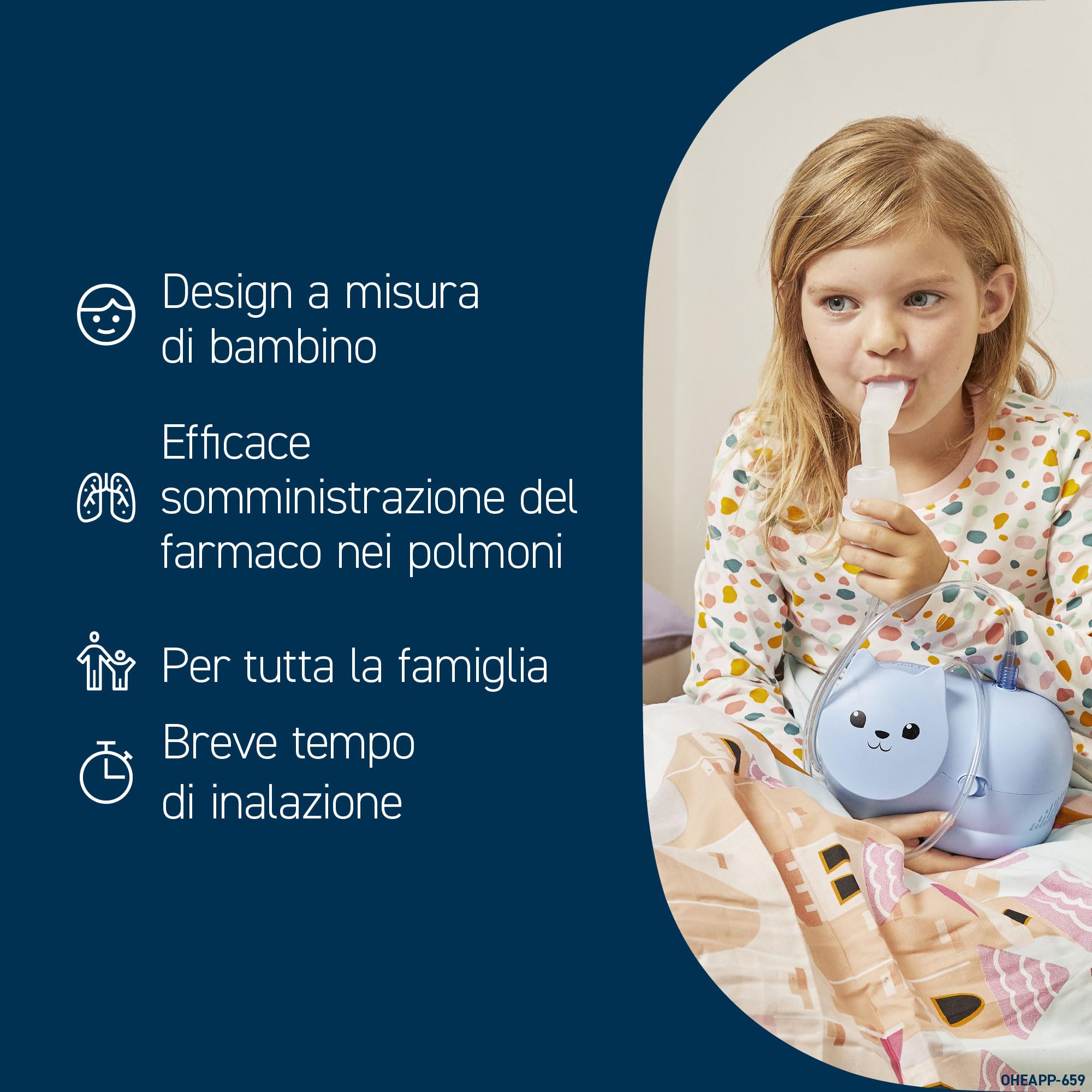 OMRON Nami Cat Aerosol – Aerosol bambini, compatta e potente per trattamenti efficaci delle patologie respiratorie nei bambini