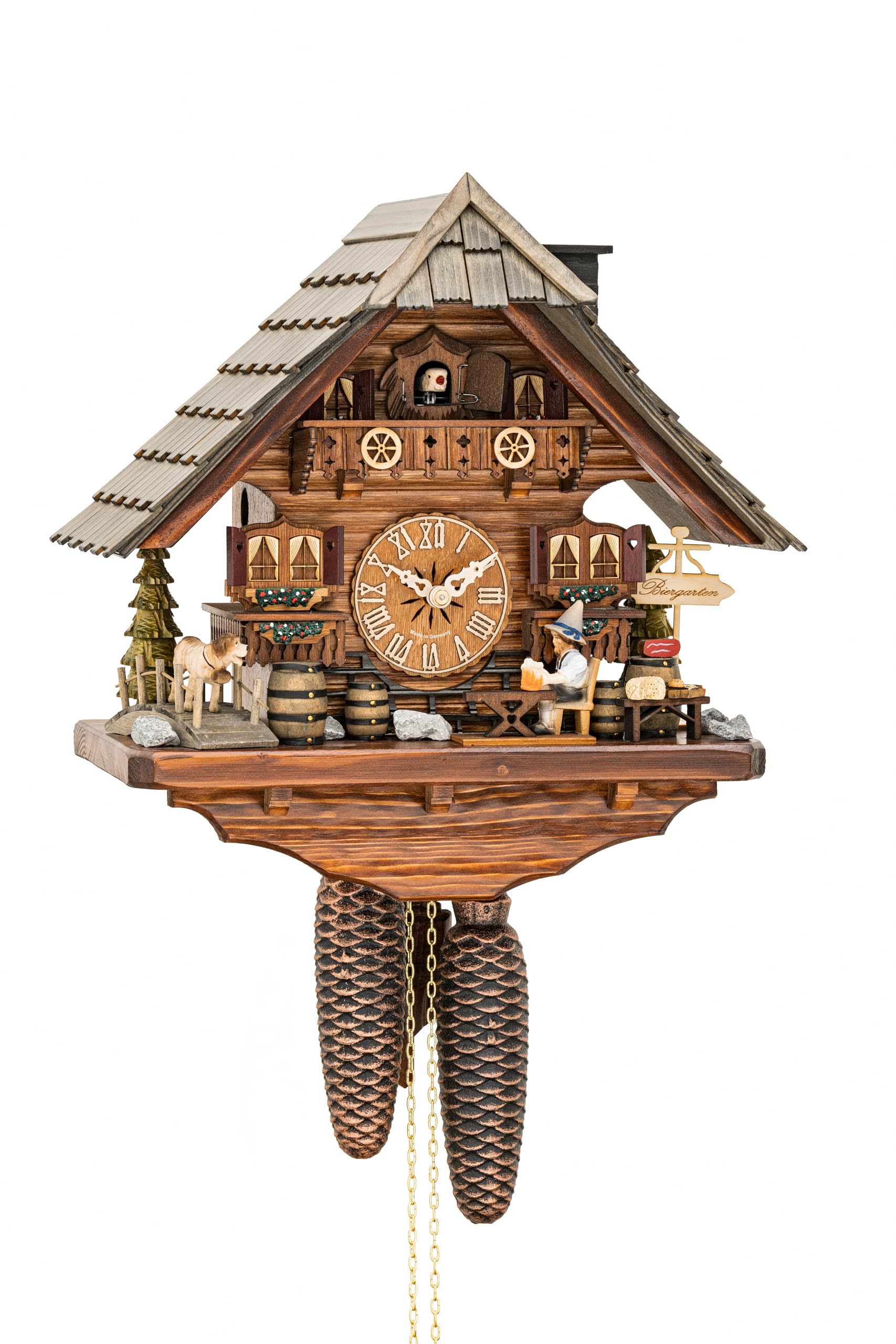 Hekas Cuckoo Clock Black Forest House with Moving Beer Drinker KA 897 EX