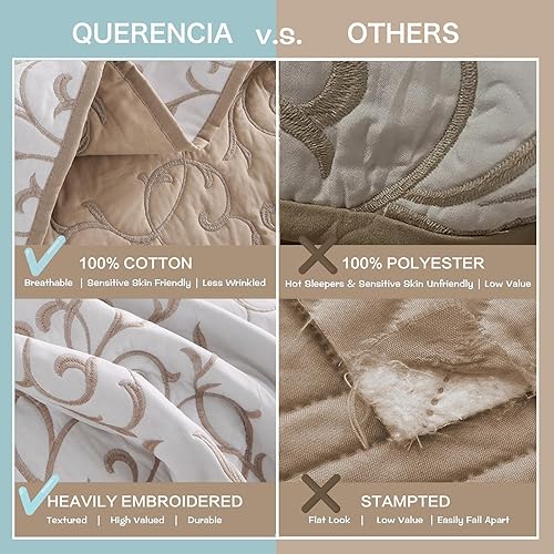 Miniatura 3 de Querencia Juego de edredón blanco de 3 piezas tamaño Queen  Juego de edredón bordado de cachemira floral, colcha ligera estilo francés elegante,