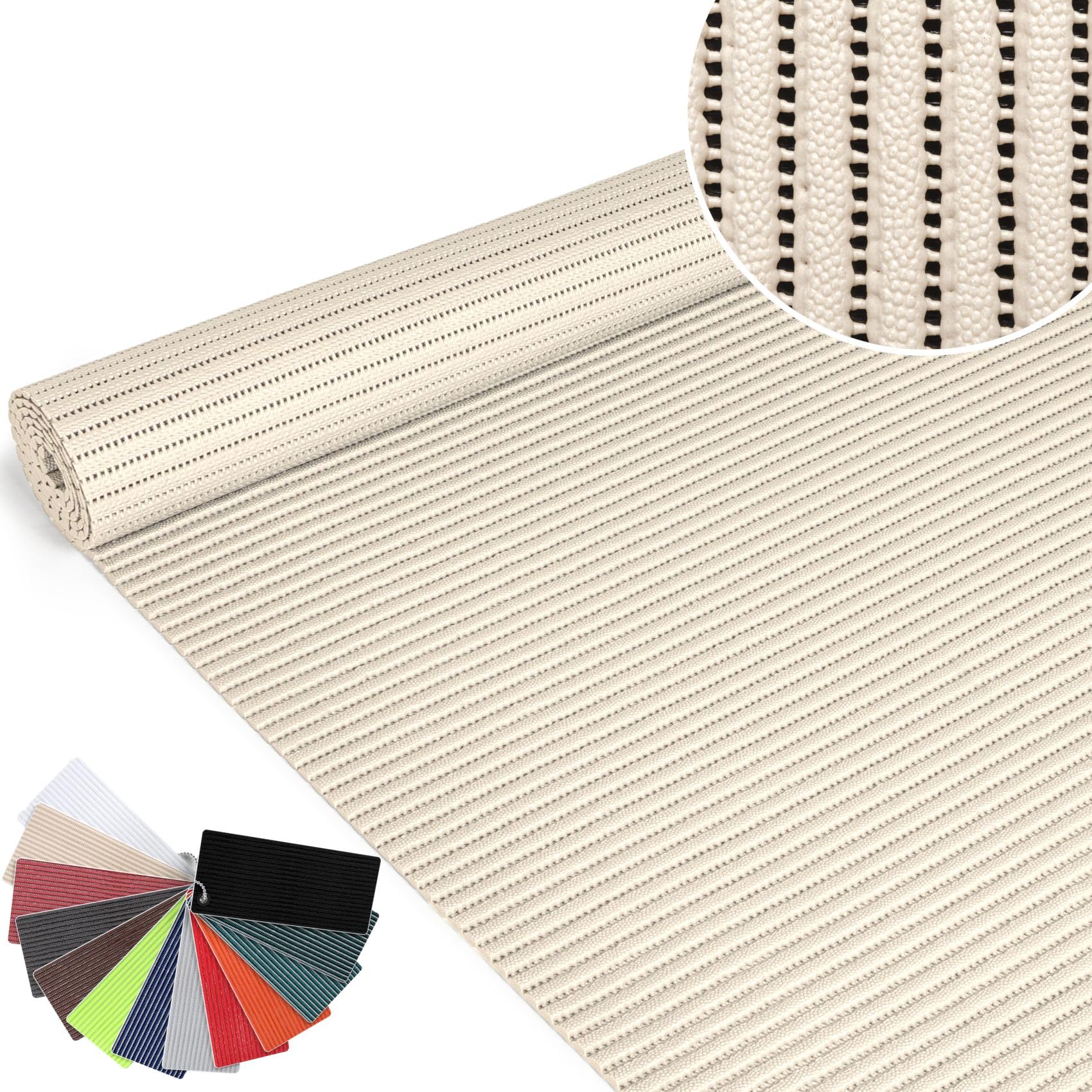 ANRO Badematte Weichschaummatte Bad- und Duschvorleger Antirutsch Badläufer Uni Creme 500x130cm