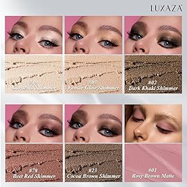 LUXAZA 6PCS Eyeshadow Stick Makeup Sets, Crease-Proof Shadow,Metallic And Matte Shimmer Eye Shadow Eye Brightener Stick Pencil Crayon, B01-Pink Brown