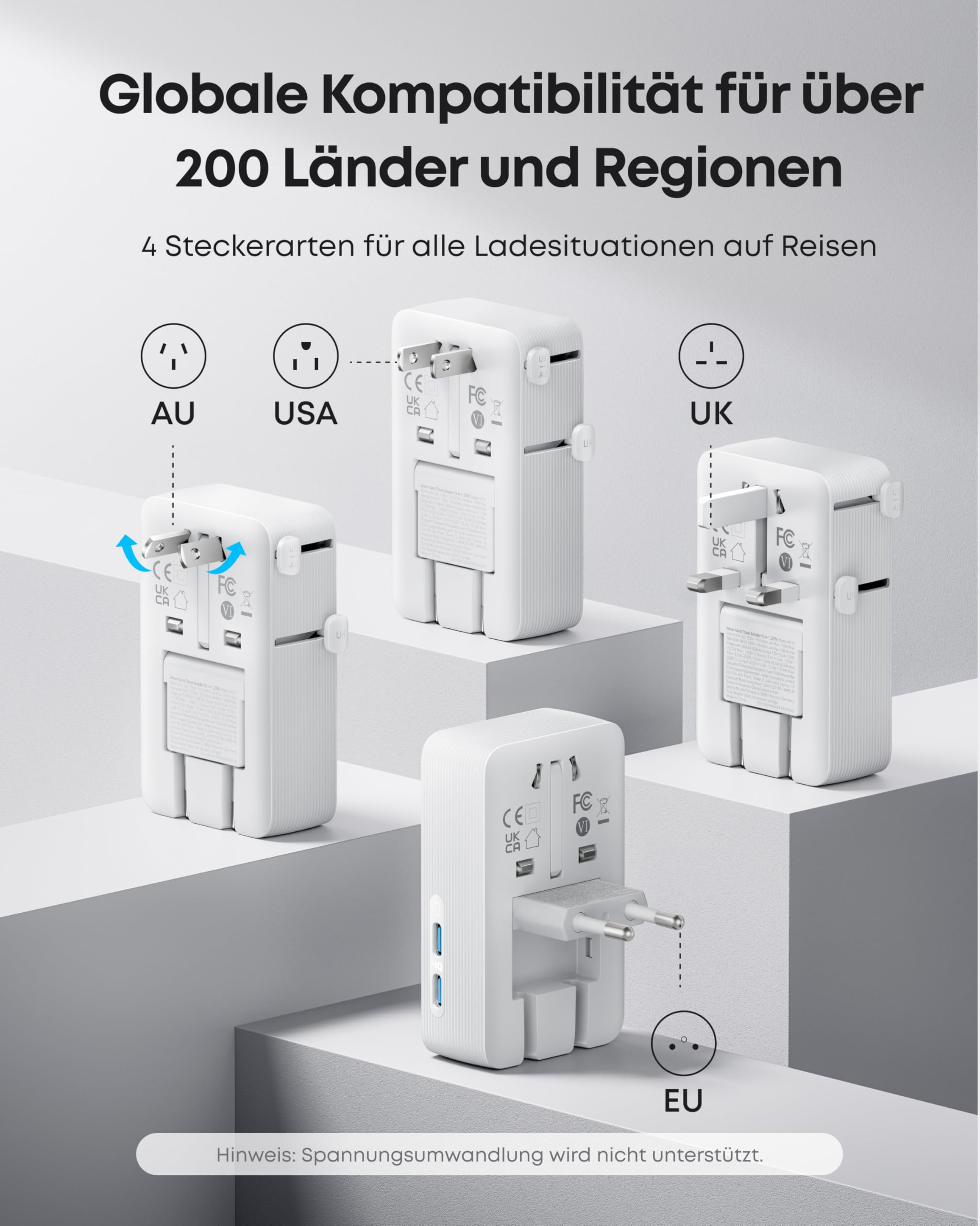 Anker USB C Kabel,140W Max 2-in-1[1,8m]+Anker Nano Reiseadapter Weltweit