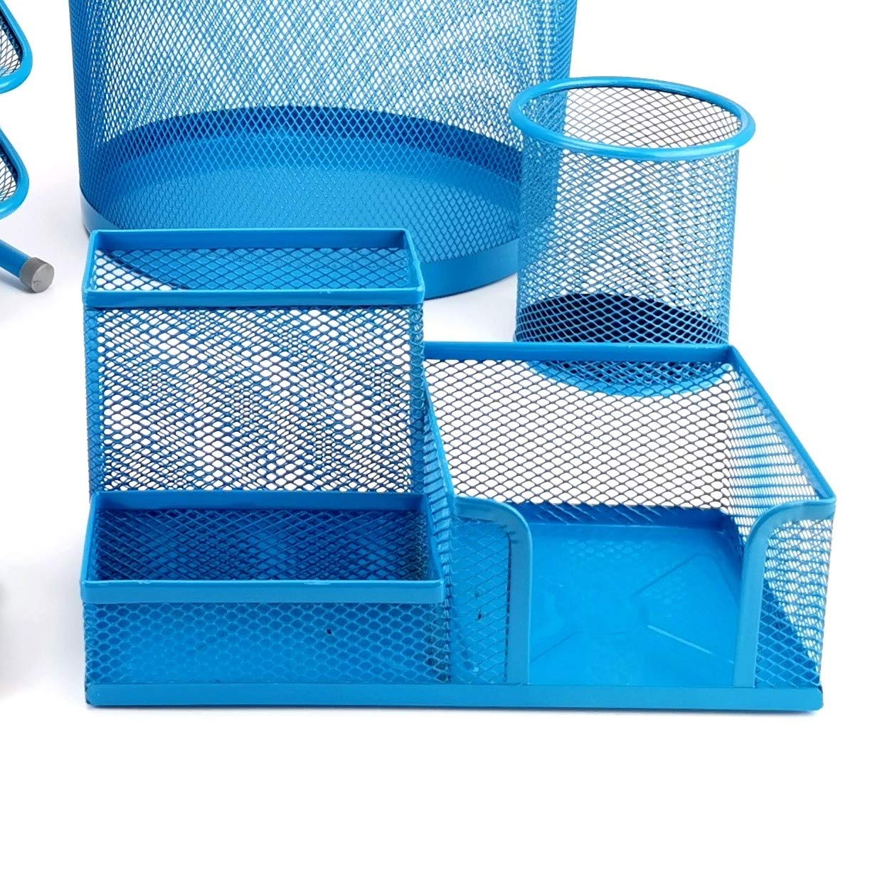 Organiseur De Bureau En Métal - Pot à Crayons Avec Porte-Notes - Design Maille Noir