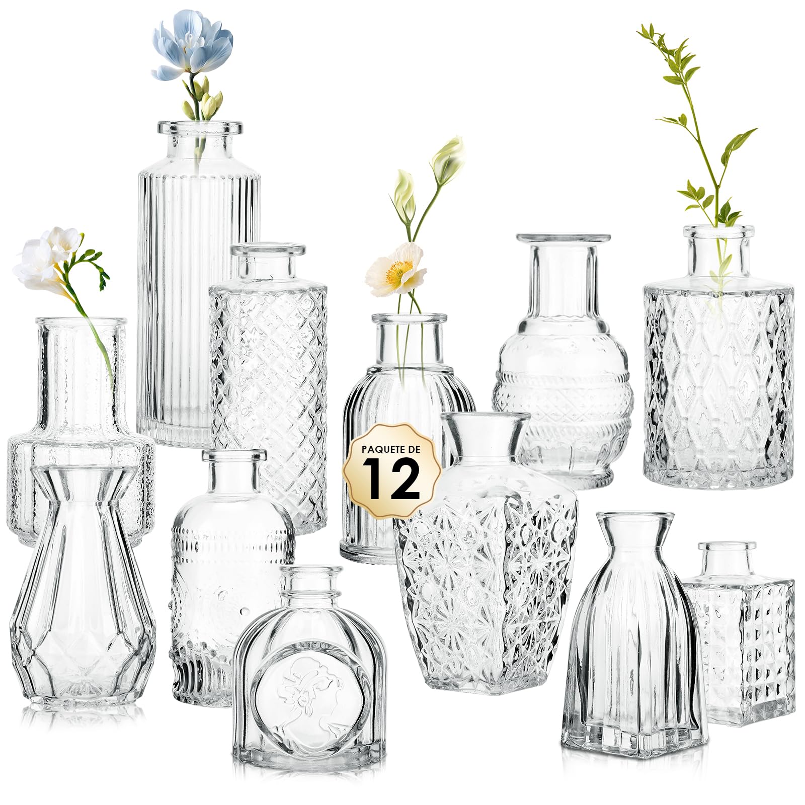 Jarrón De Flores, Juego De 12 Jarrones Pequeños De Cristal