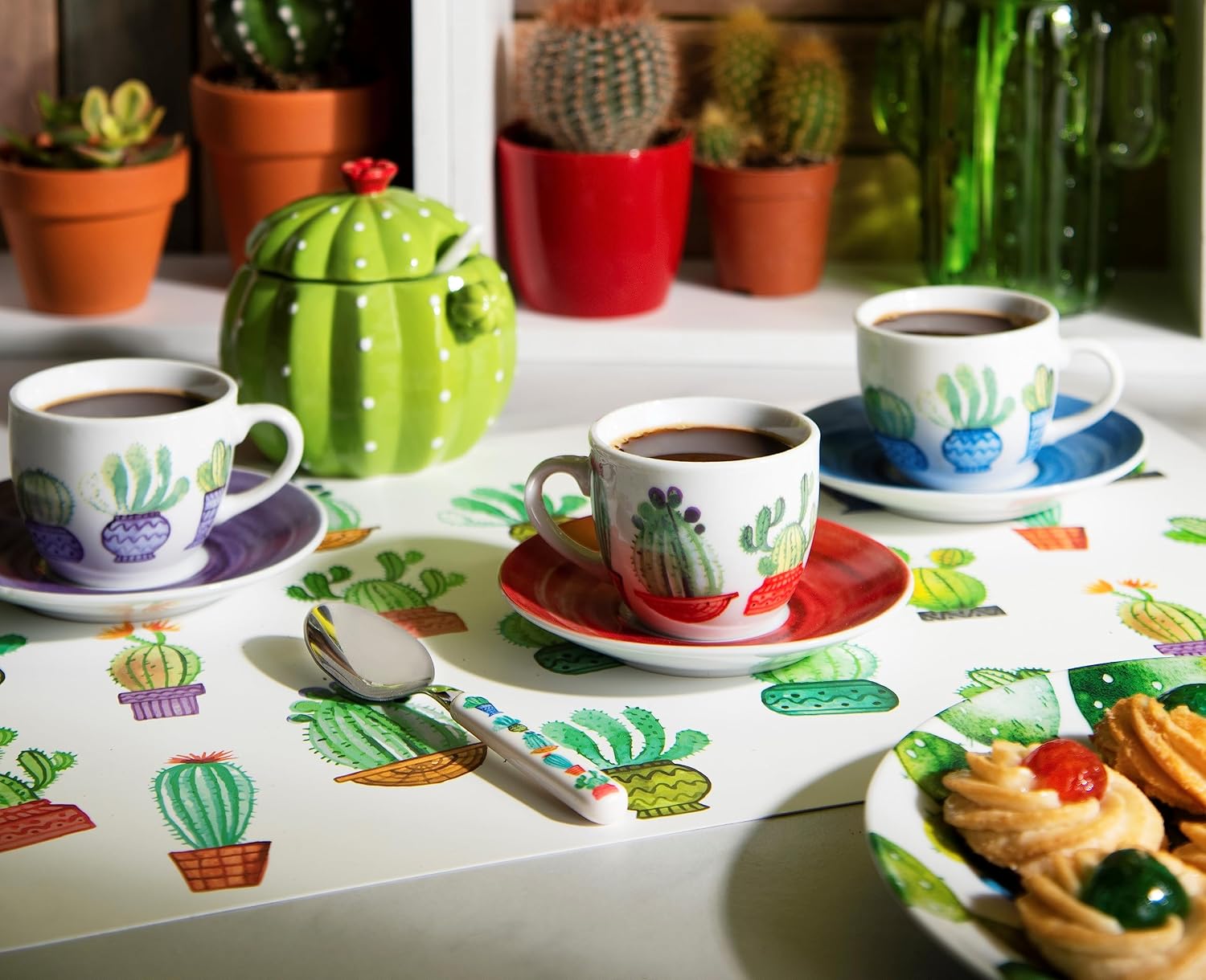 Excelsa Cactus Sugar Bowl, 200 ml, Ceramic, Green