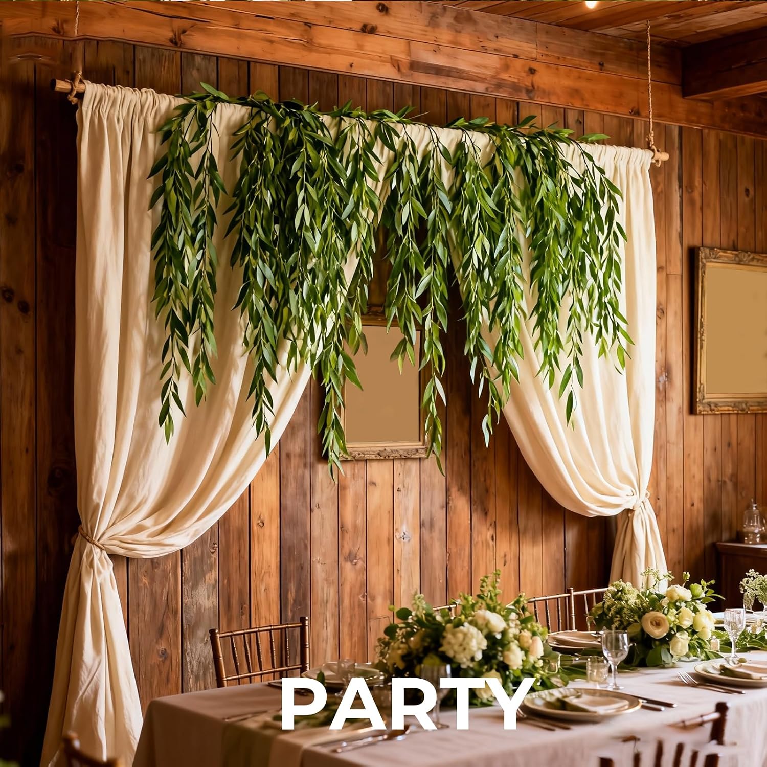 Fake Willow Leaves Vine Twigs,Artificial Willow Leaf,50 Pcs 70.8 in Faux Ivy Greenery Garland Hanging Plants Decoration for Indoor Outdoor Jungle Party Home Room Garden Wedding Wall Decor