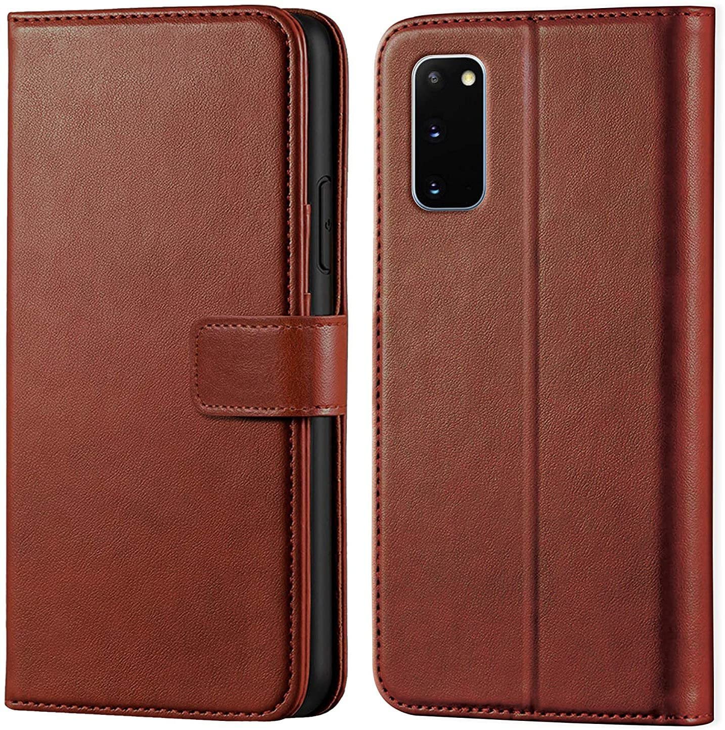 Cloudza Samsung S20 FE Flip Back Cover | PU Leather Flip Cover Wallet Case with TPU Silicone Case Back Cover for Samsung S20 FE Brown