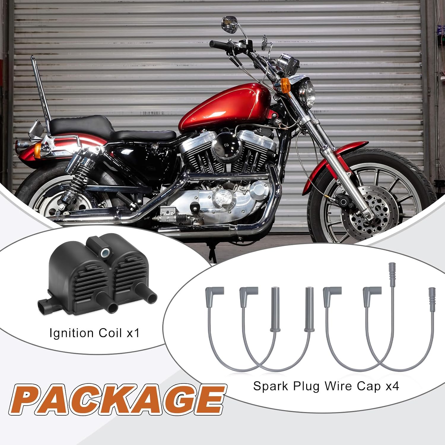 Dual-Fire Ignition coil & Spark Plug Wire Cap for Sportster 883 1200 1998-2003 31646-98
