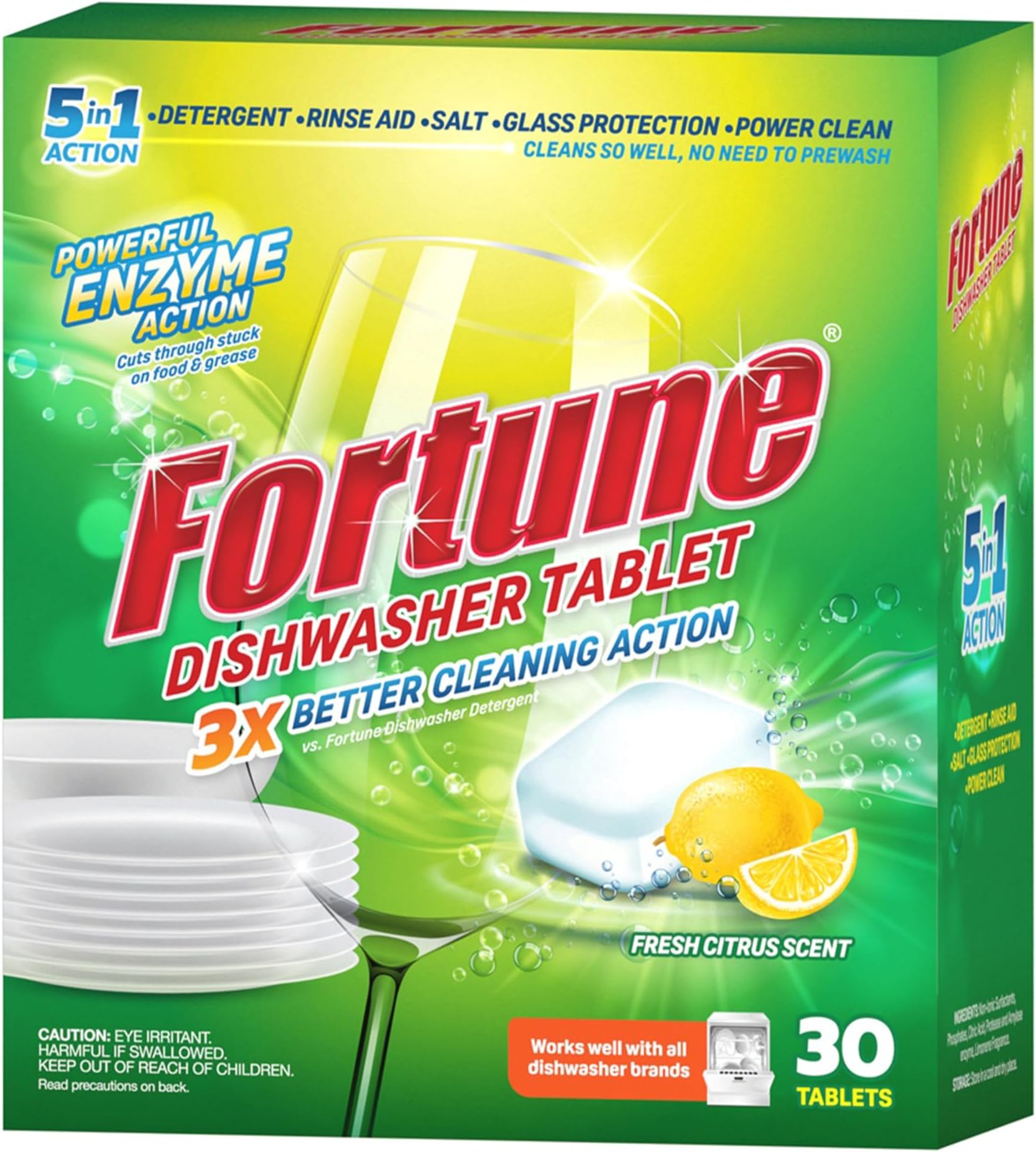 5-in-1 Dishwasher Tablets - 30 Tablets | Enzyme Powered Cleaning for Indian Cooking | Removes Oil, Masala, Tea & Coffee Stains | With Rinse Aid, Salt & Glass Protection | 30 Tablets