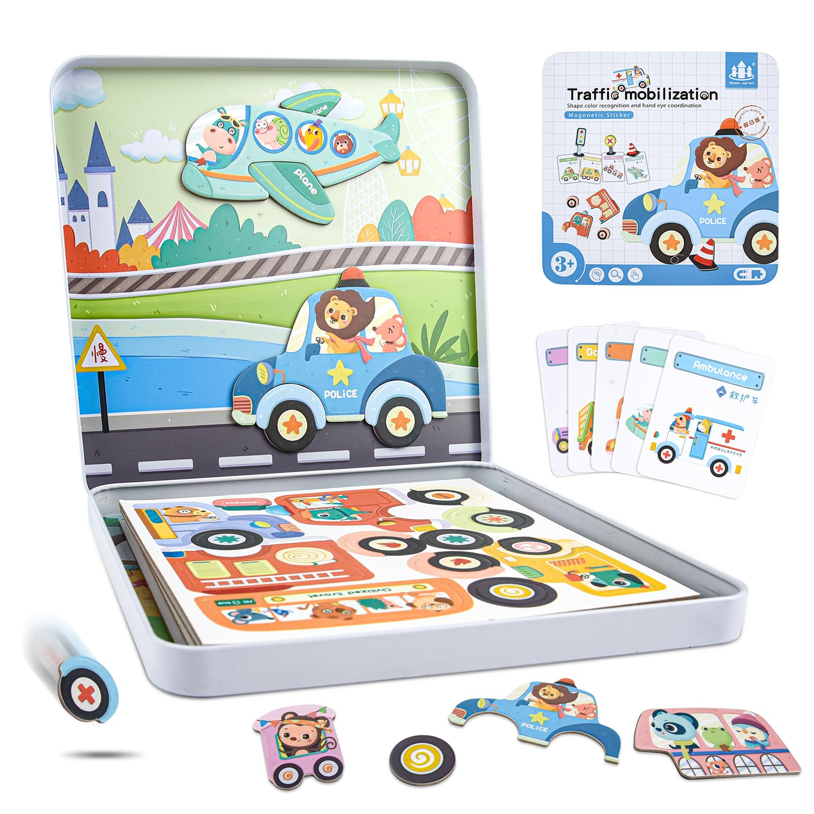 ASTARON Magnetic Puzzles for Toddlers  40 Pieces, 2 Scenes, Portable Travel Toy, Educational Gift for Kids