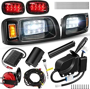 12V Deluxe Golf Cart Light Kit for Club Car DS 1993-UP with Headlights, Taillights, Turn Signal, Horn, and Wiring Harness