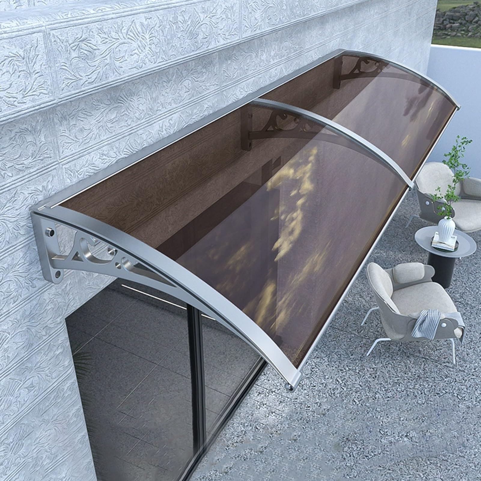 Auvent de fenêtre en polycarbonate robuste pour porche d'entrée