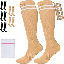 360 Relief Graduated Compression Socks Class 1 Women and Men – 15 – 20 mmHg Compression Knee High for Plane, Circulation, Nurse, Running, Sports – Compression Socks L/XL Beige