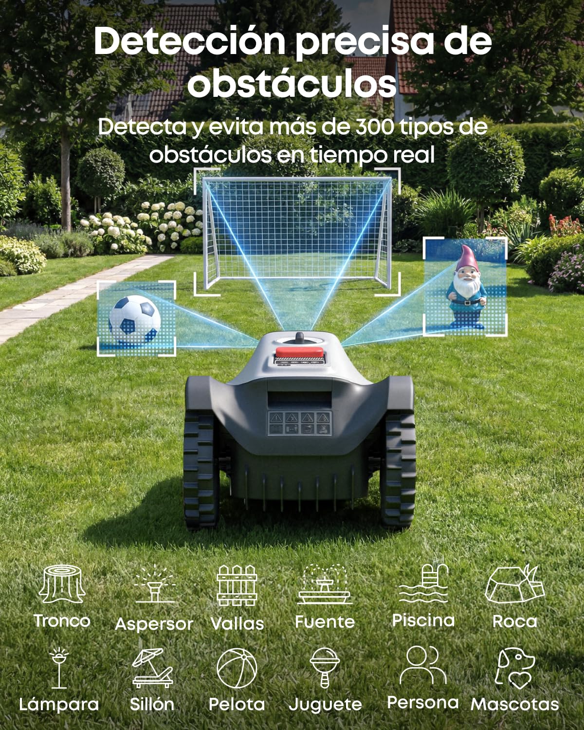 Robot cortacésped Eufy C15 sin Cable delimitador, con Garaje, 500 m², TrueVision, sin RTK, sin Problemas de señal, mapeo automático, protección contra erizos, navegación Inteligente.