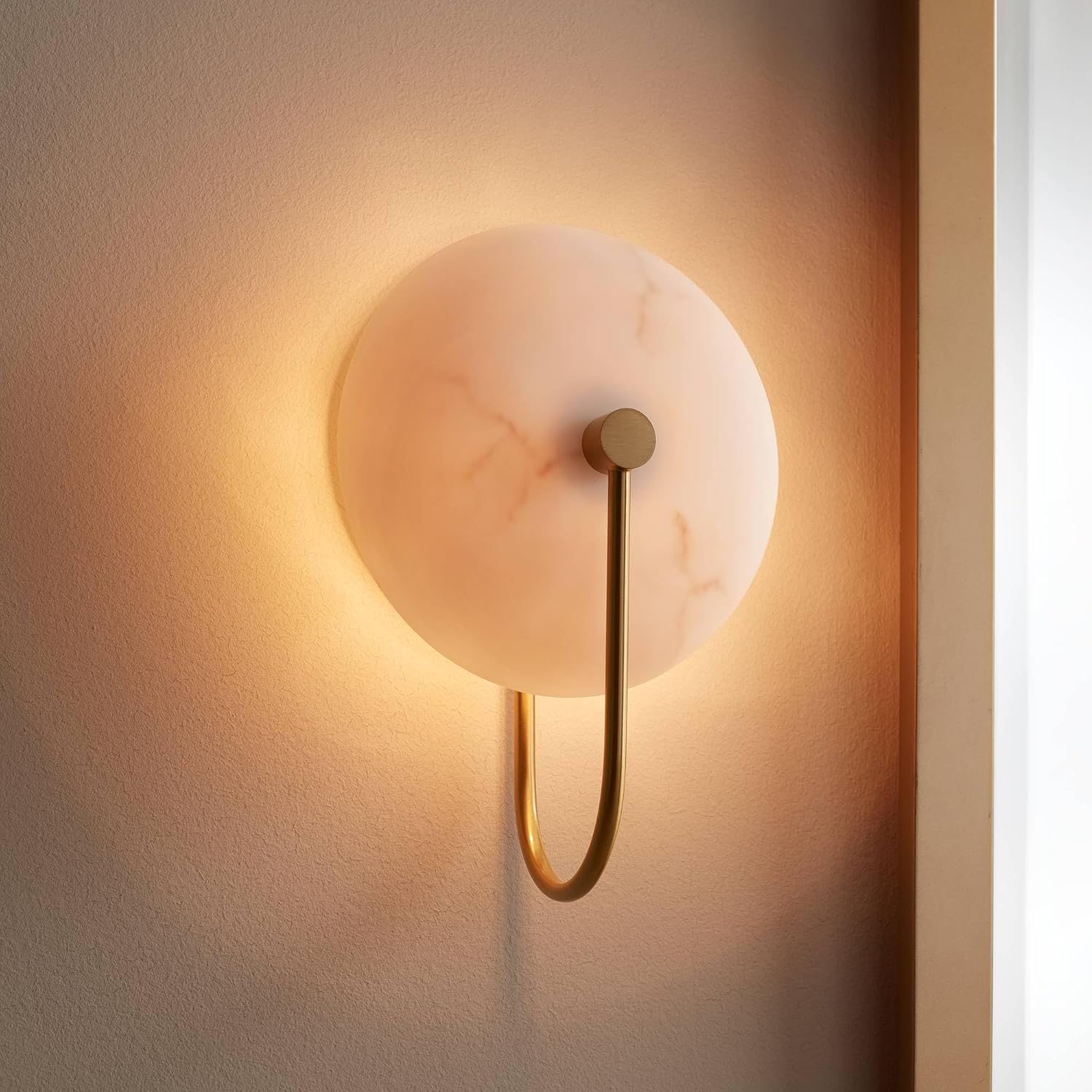 Possini Euro Design Tarquin 11 1/4" High Modern Wall Sconce Light Lamp Fixture Mount Bathroom Bedroom Bedside Living Room LED Hardwired Cordless Gold Brass Alabaster Glass Shade Reading Indoor