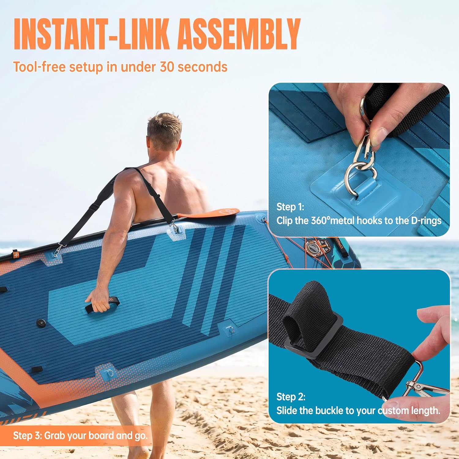 Professional SUP Carry Strap, Adjustable Padded Paddle Board Sling, Heavy Duty Carrying Strap for Inflatable SUPs, Ergonomic Design for Easy Transport