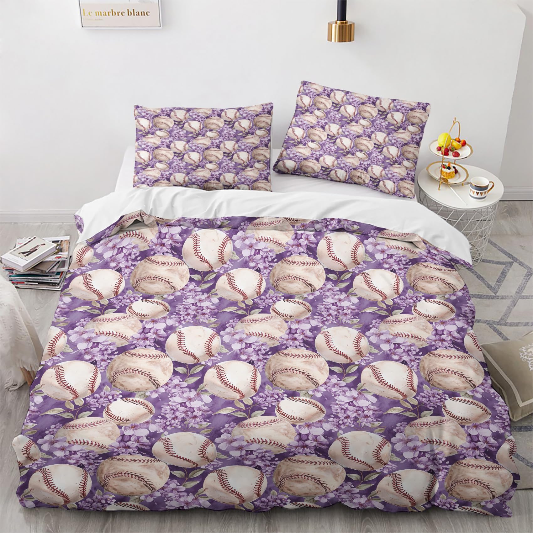 Parures de lit 200x200 adulte baseball en tissu polycoton doux