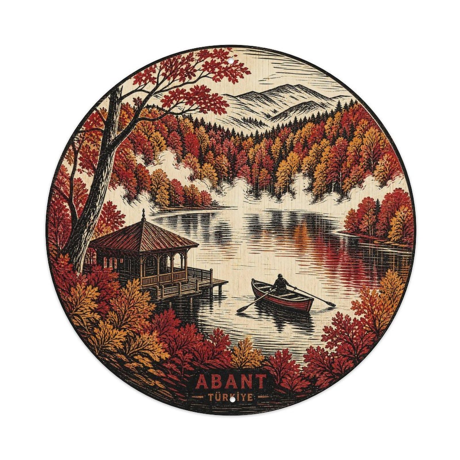 Abant Lake Bolu Turkey Mountain Travel Woodblock Metal Tin Sign