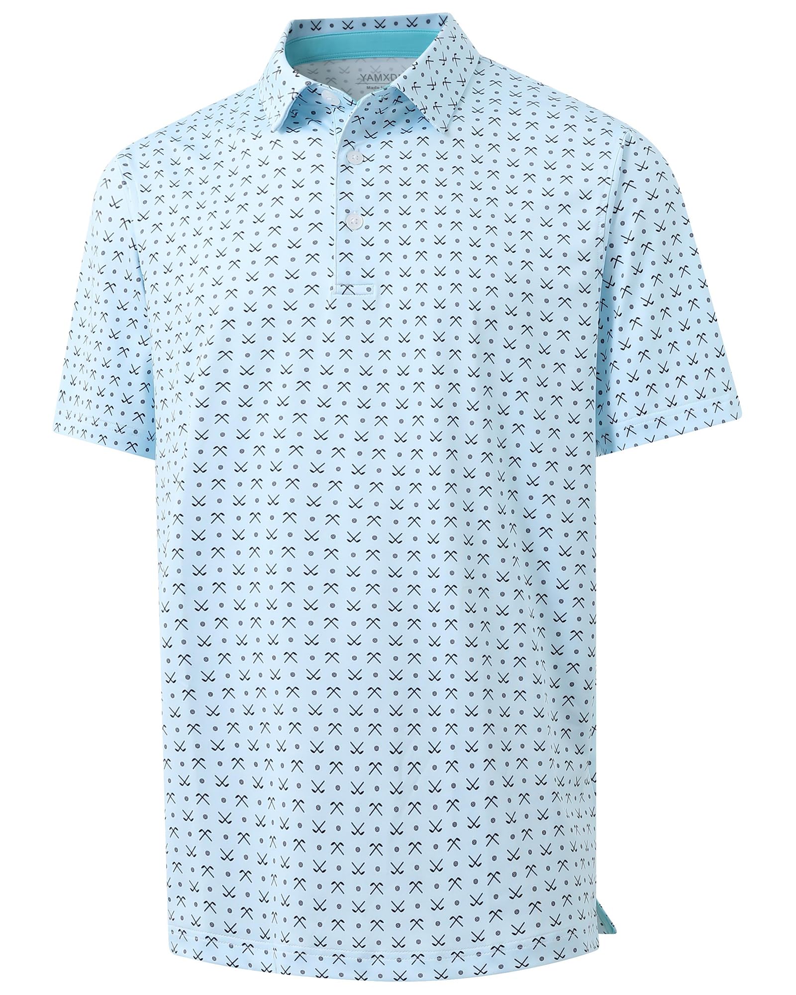 YAMXDM Golf Polo Shirts for Men - Print Moisture Wicking Quick Dry Short Sleeve Collared Polo Shirts for Golf Tennis Wear