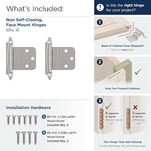 Miniatura 8 de Amerock BPR3417BBZ  Bisagra de gabinete  Montaje frontal de cierre no automático de 38 pulgadas (0.394 in)  Champán dorado  Bisagra de puerta de