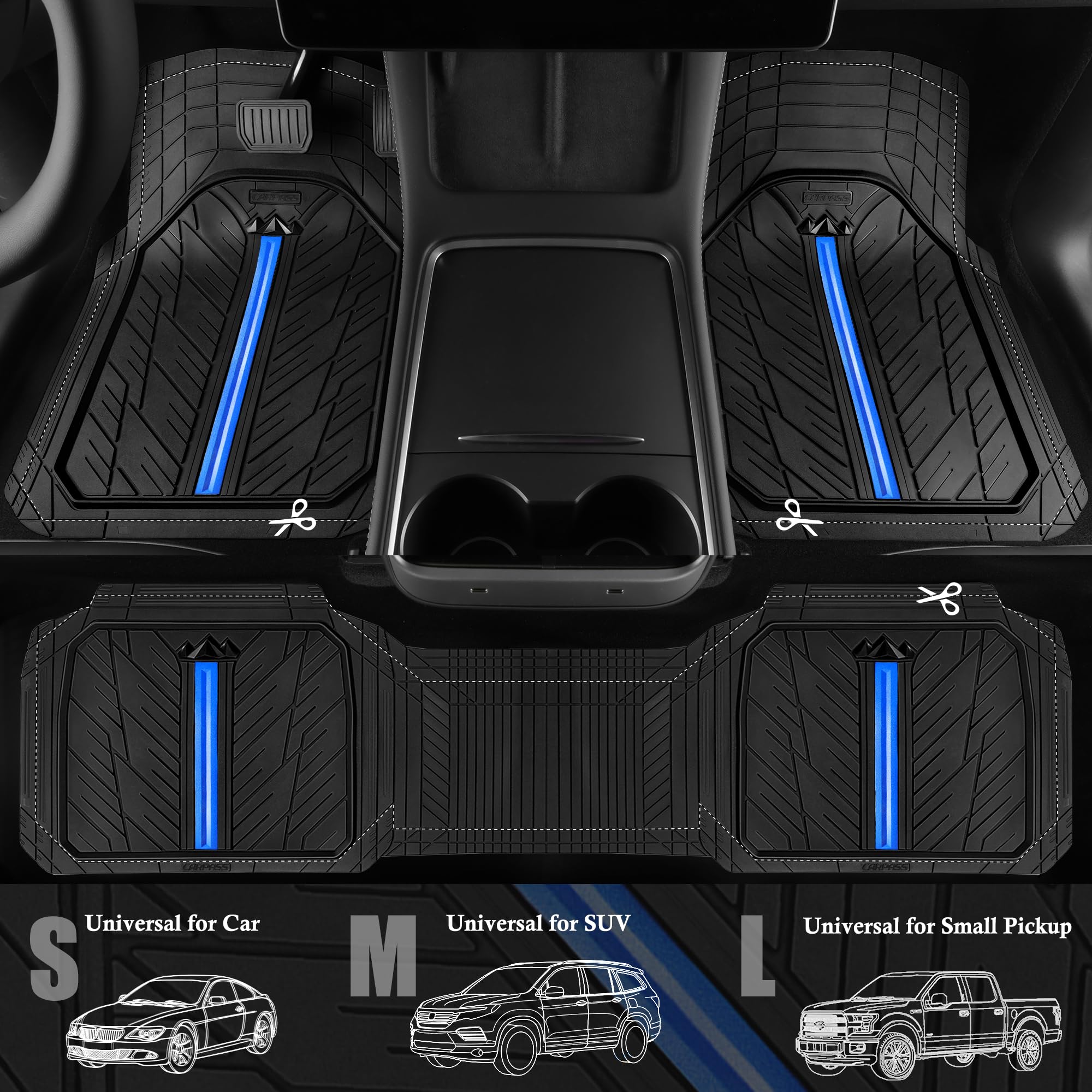 Custom Accessories Smart Fit Black Standard Rubber Universal Floor Mat Set 79930 | O'Reill - Foto 2