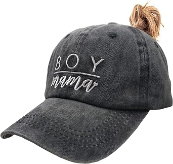 Waldeal Womens Embroidered Baseball Cap Boy Mama Mom Vintage Distressed Dad Hat - Ponytail