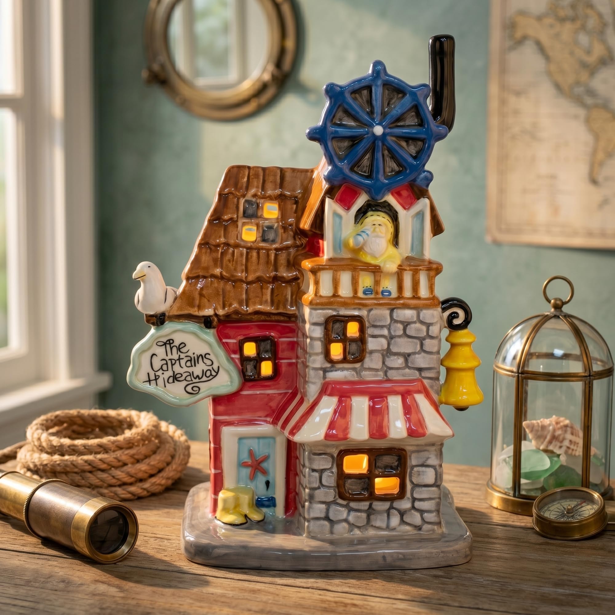 Blue Sky Clayworks Casa de velas The Captain's Hideaway, 14 cm de largo x 10,8 cm de ancho x 19,7 cm de alto