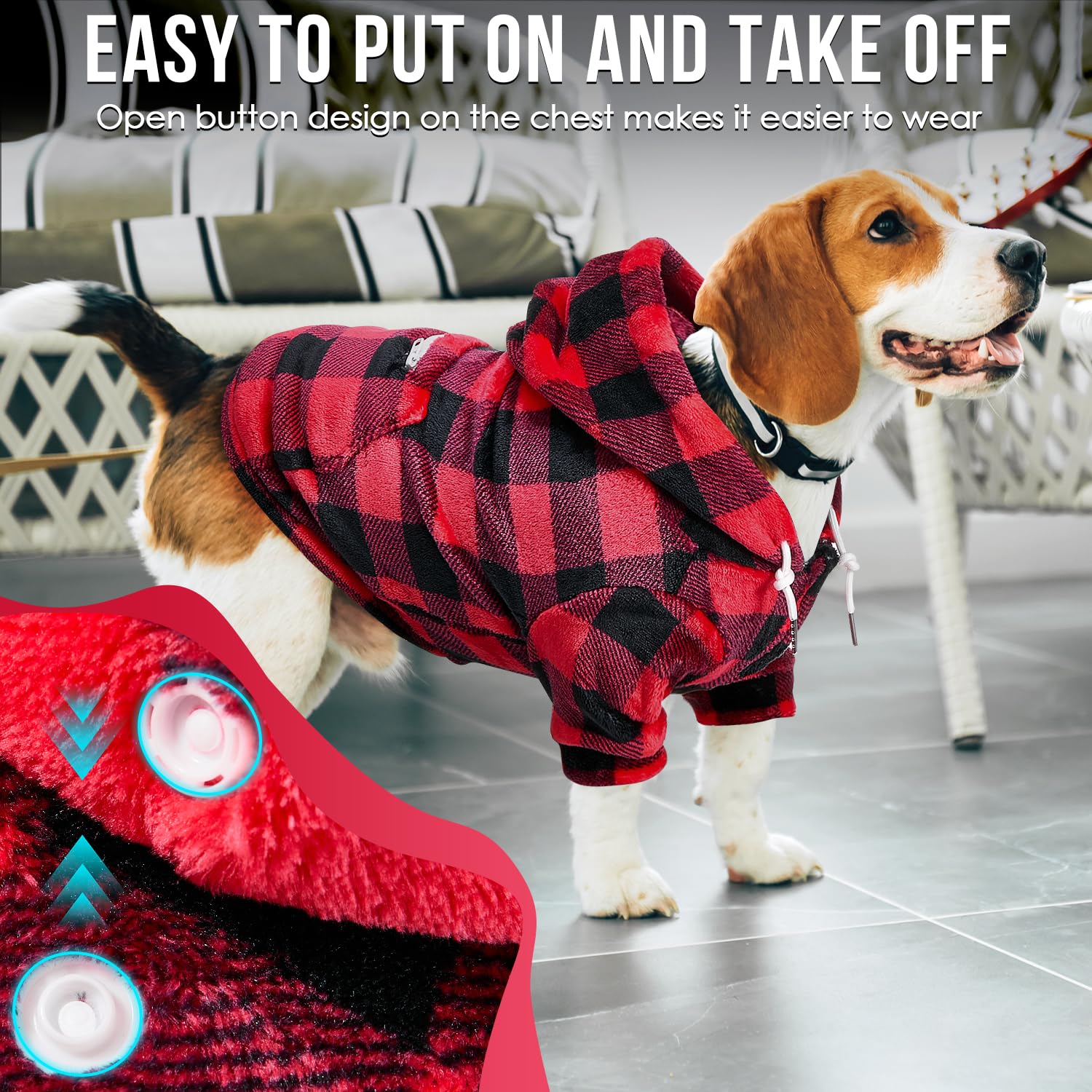 SlowTon Sweat à Capuche pour Petits Chiens, vêtement en Flanelle pour Animaux, avec Passe-Patte et Poche, Pull Chaud pour Chiots et Chatons, Sweat-Shirt de qualité supérieure