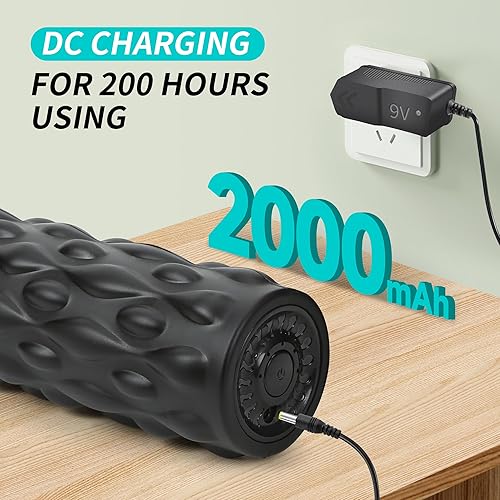 Miniatura 3 de Rodillo de espuma vibratoria de alta densidad negro con 4 velocidades personalizables para masaje de tejido profundo, recuperación muscular y alivio