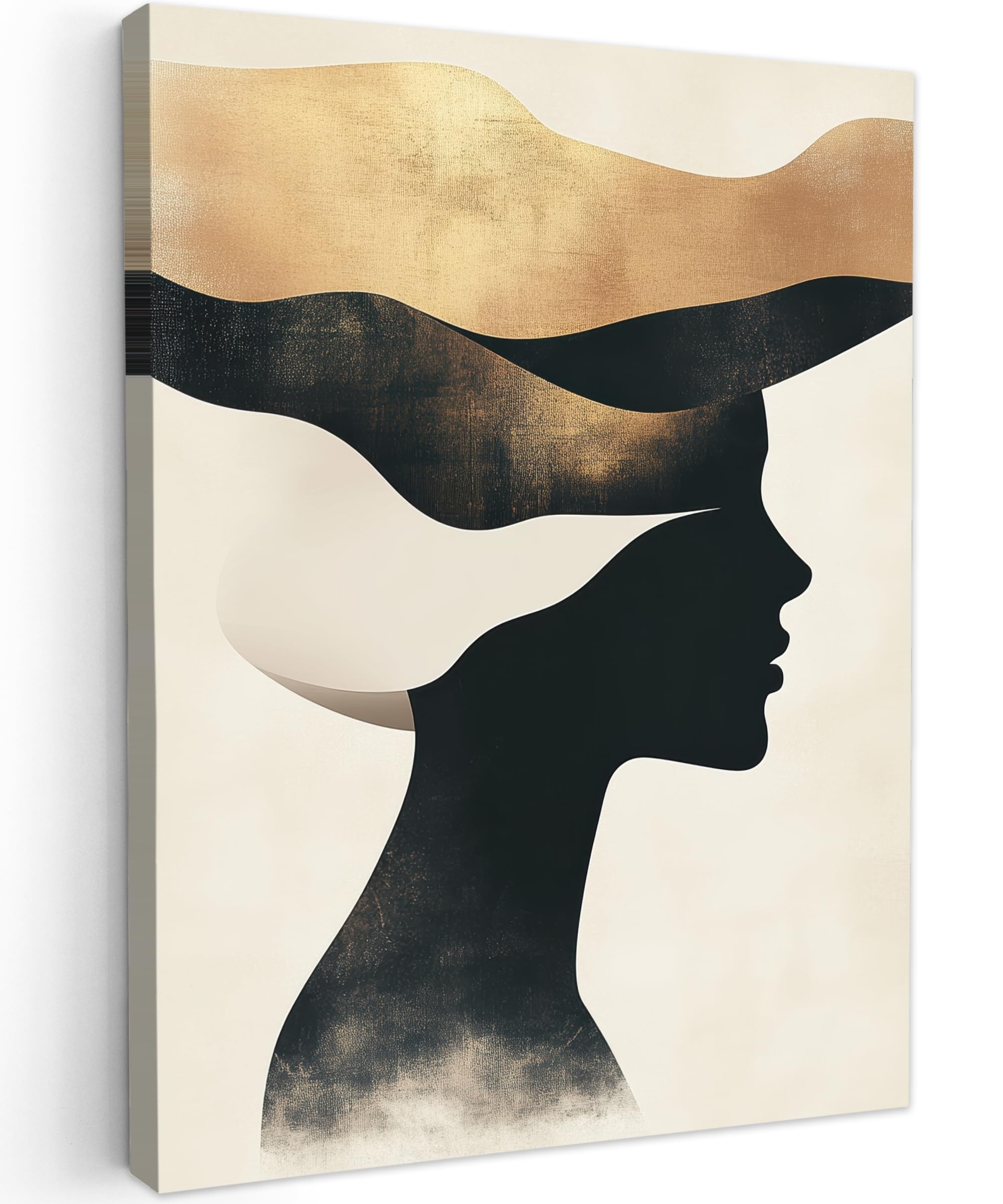 MuchoWow© Canvas Wall Art 20"x28" / 50x70 cm Home Decor Paintings for Living Room Decorations Gifts Hallway Woman - Waves - Black