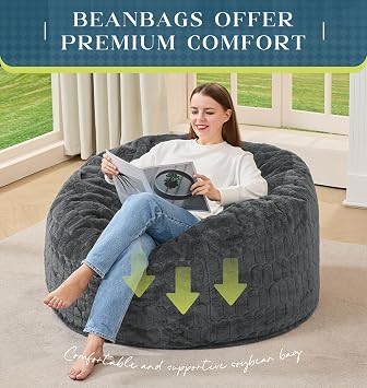 Hobestluk Large Bean Bag Chairs 3FT Big Adults BeanBag Chairs Plush Cover