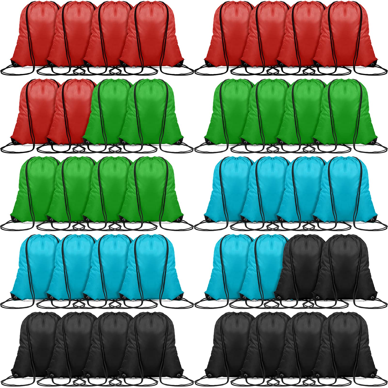 Shappy 100 Pieces Drawstring Backpacks, Waterproof Cinch Bags Large Capacity String Bags Sports Gym Sack for Men Women, Multicolor, Full Size