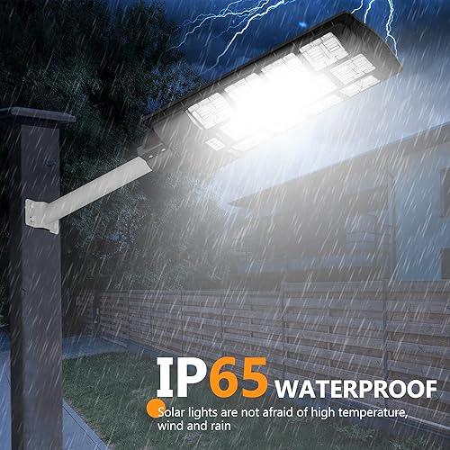 Miniatura 5 de PEVOROS Farolas solares impermeables para exteriores, 1200 W100000 lúmenes, luz de calle LED para exteriores, del atardecer al amanecer, luces de