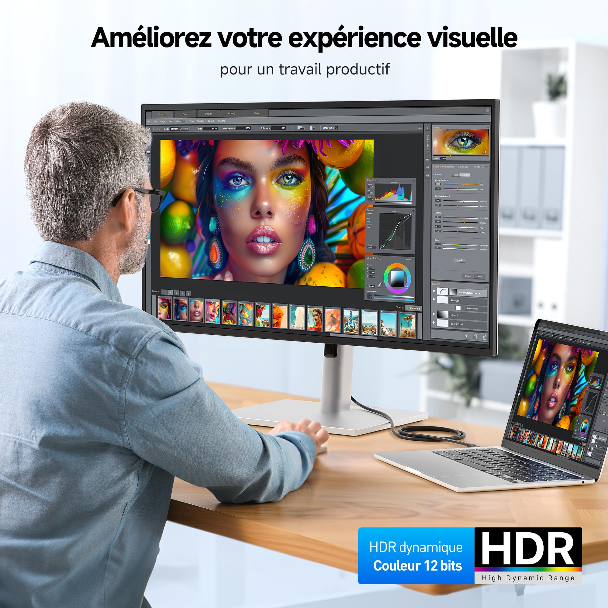 Cable Matters Câble USB-C vers DisplayPort 2.1, Unidirectionnel, 1,8m | 8K@165Hz, 4K@480Hz, UHBR13.5, 54Gbit/s DP54, câble Thunderbolt 5 vers DisplayPort, non compatible avec les moniteurs USB-C