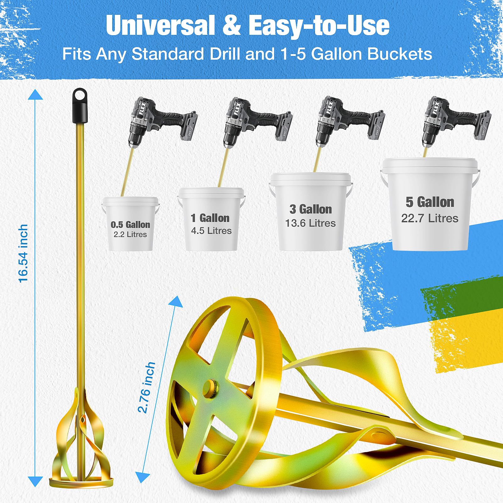 Drill Paint Mixer - 4 Blade Helix Paddle -5