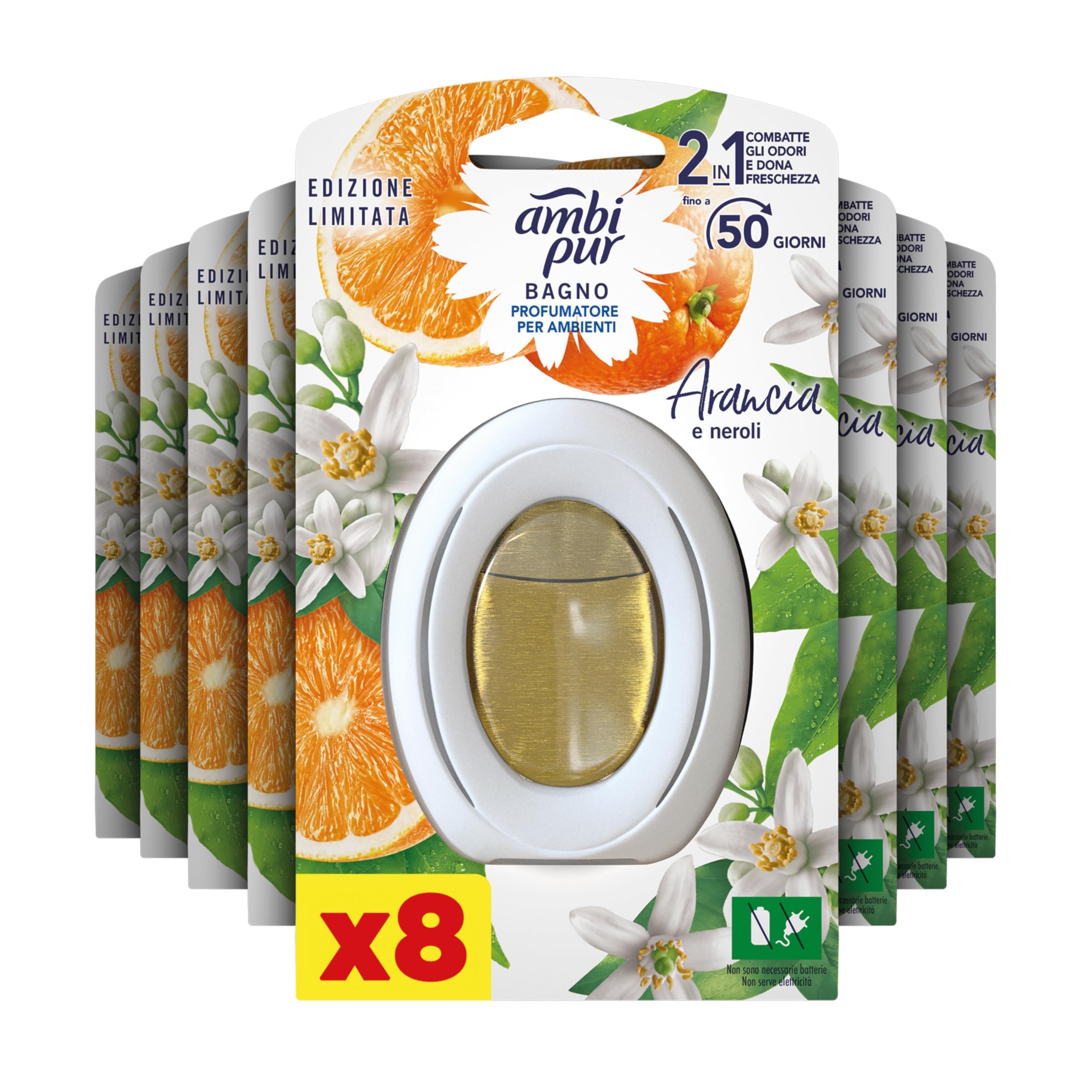 Ambi Pur Duftbad, 8 Stück, Orange. | Wirkt kontinuierlich, beseitigt und verhindert Gerüche, bis zu 50 Tage Duft