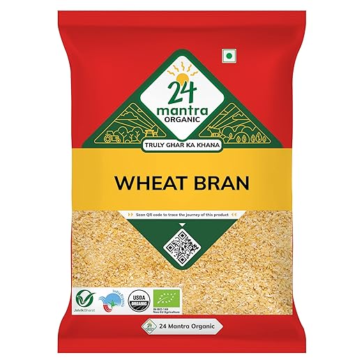 24 Mantra Organic Wheat Bran - 500gms | Pack of 1 | 100% Organic | Chemical Free & Pesticides Free | Sweet & Nutty Flavour | Adds Taste & Texture
