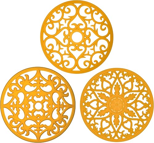 Salvamanteles de silicona, premium, juego de 3, posavasos y almohadilla caliente, alfombrilla flexible, diseños modernos, coloridos y lindos,