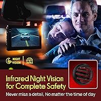 Vista 2 de Pyle Flush Mount Rearview Mirror Cam, Marine Grade Waterproof HD Rear Car Camera with Night Vision, IR LED Lights, Built-in Distance Scale Lines