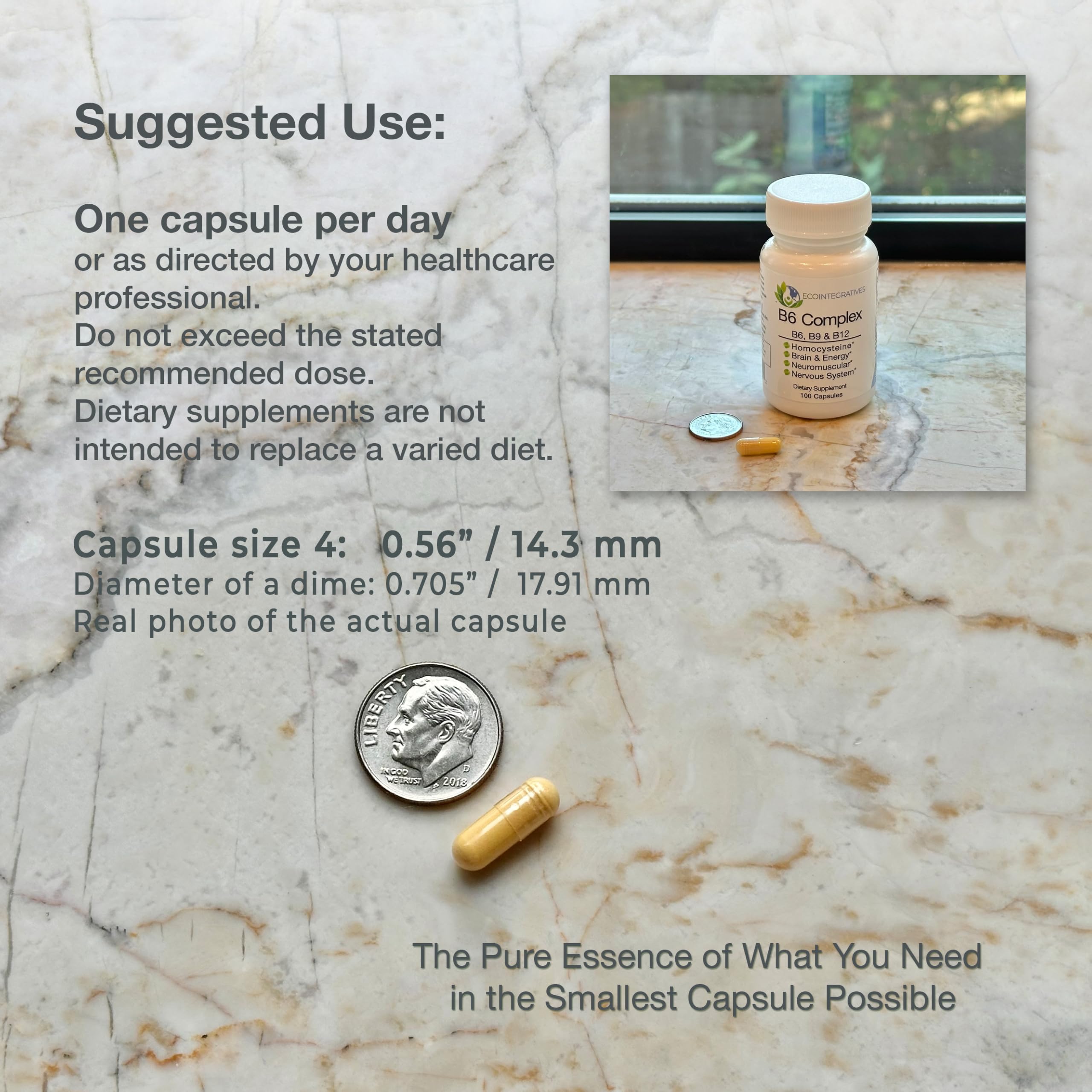 Vitamin B6 Complex B9 Folate & Vitamin B12-100 Capsules — Amazon image 3